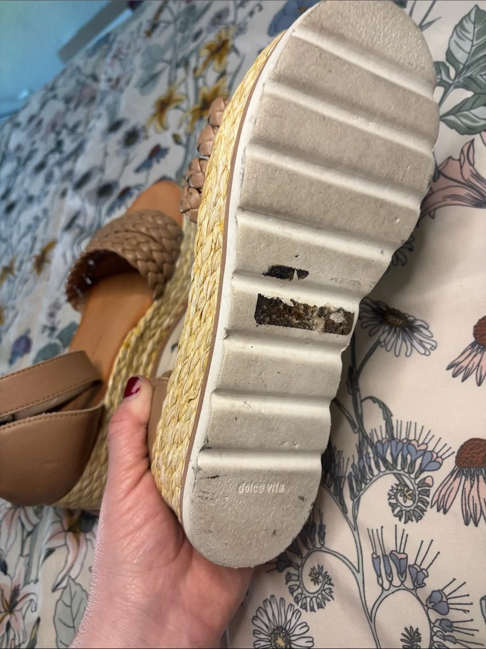 Dolce vita Braided Platform Espadrille Sandals Nude Ankle Strap Women’s size 9 W